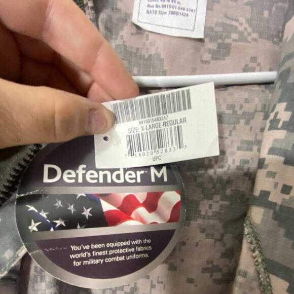 NWT Defender M US Military Combat Uniform Coat Jacket Size XL Green Camouflage - Picture 7 of 7